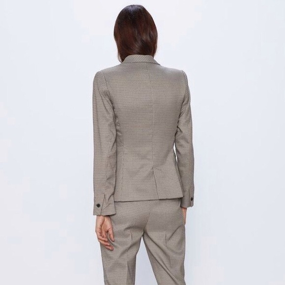 Zara Jackets & Coats Zara Brown Plaid Single Button Fitted Blazer